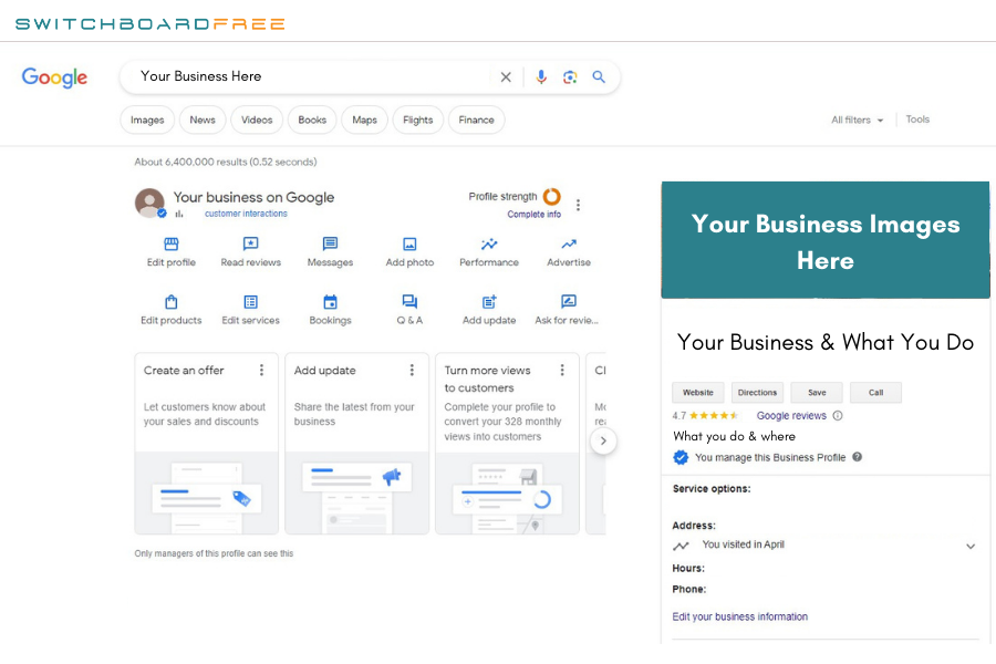 Type your business into the search bar as step one of adding your virtual business number.