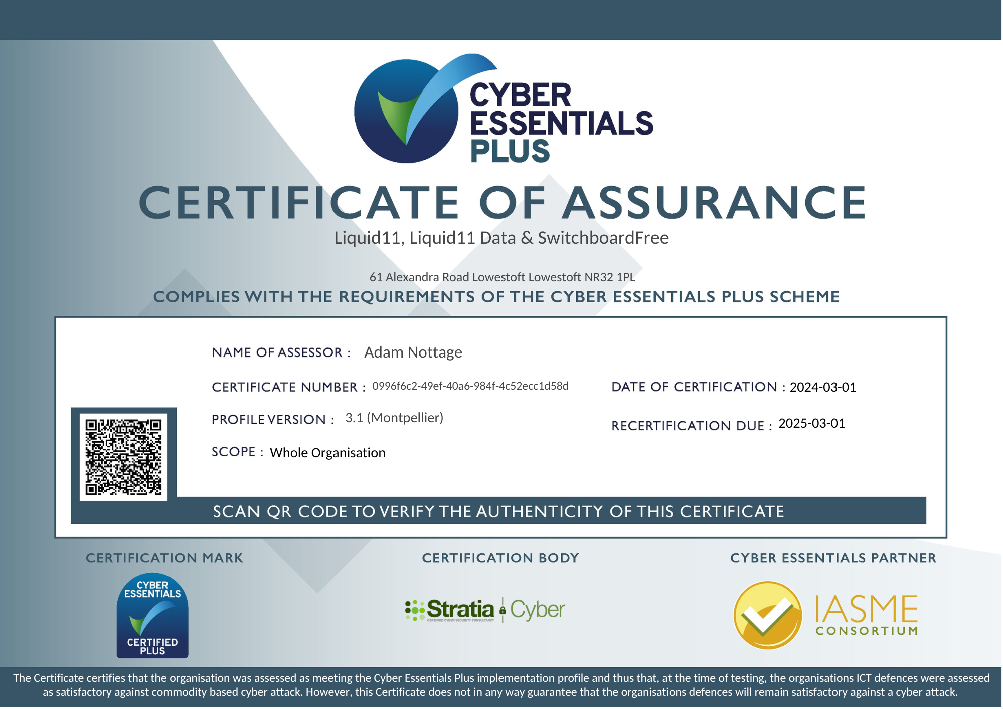 SwitchboardFREE take cyber security seriously and are Cyber Essentials Plus certified.