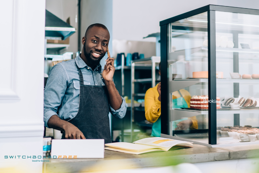 A restauranteur answering his VoIP phone.